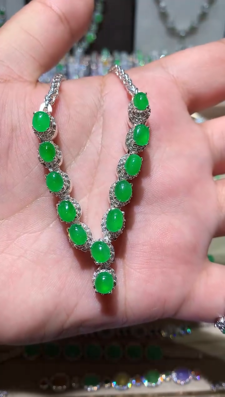 【闪购商品】翡翠耳饰未镶嵌铜托套链