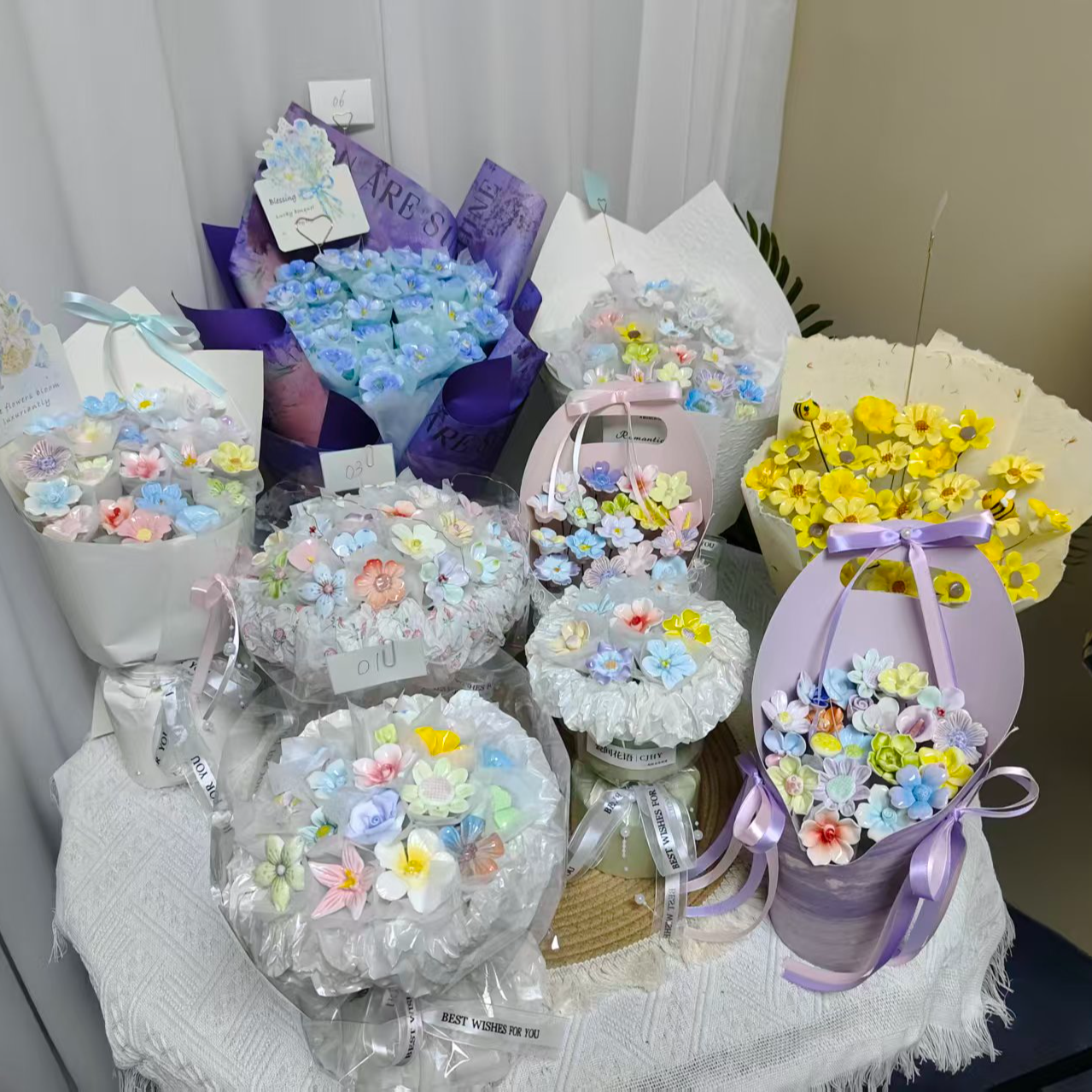 【直播间】景德镇陶瓷花朵陶瓷花diy陶瓷花束永生花送女友送礼物