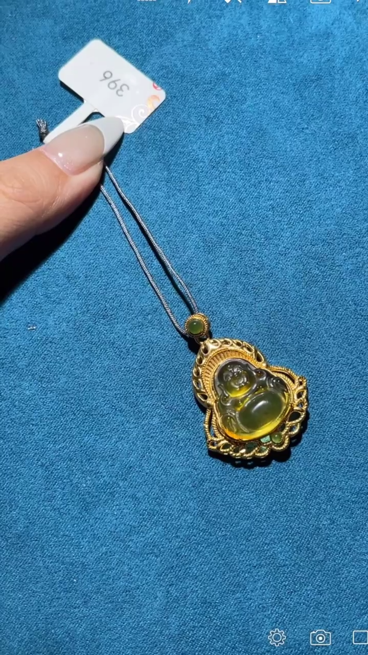 【闪购商品】琥珀裸石18K金镶嵌BH396 佛公 吊坠