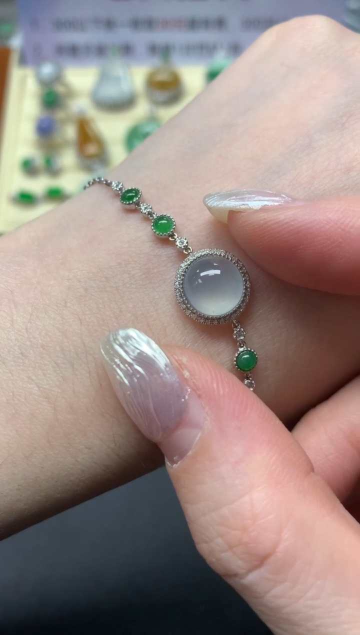 【闪购商品】翡翠手链18K金镶嵌手链|2100+210