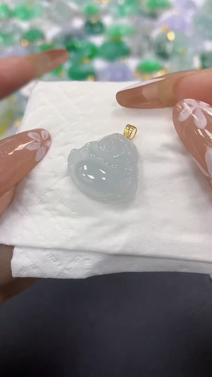 颈饰18K金镶嵌翡翠a货假一赔三支持复检百元上9元证书费自理