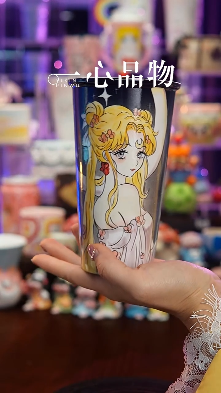 杯子瓷129-14景德镇手工手绘杯子摆件