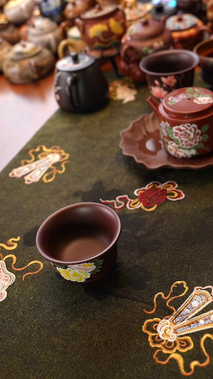 茶壶紫砂紫朱泥牡丹杯