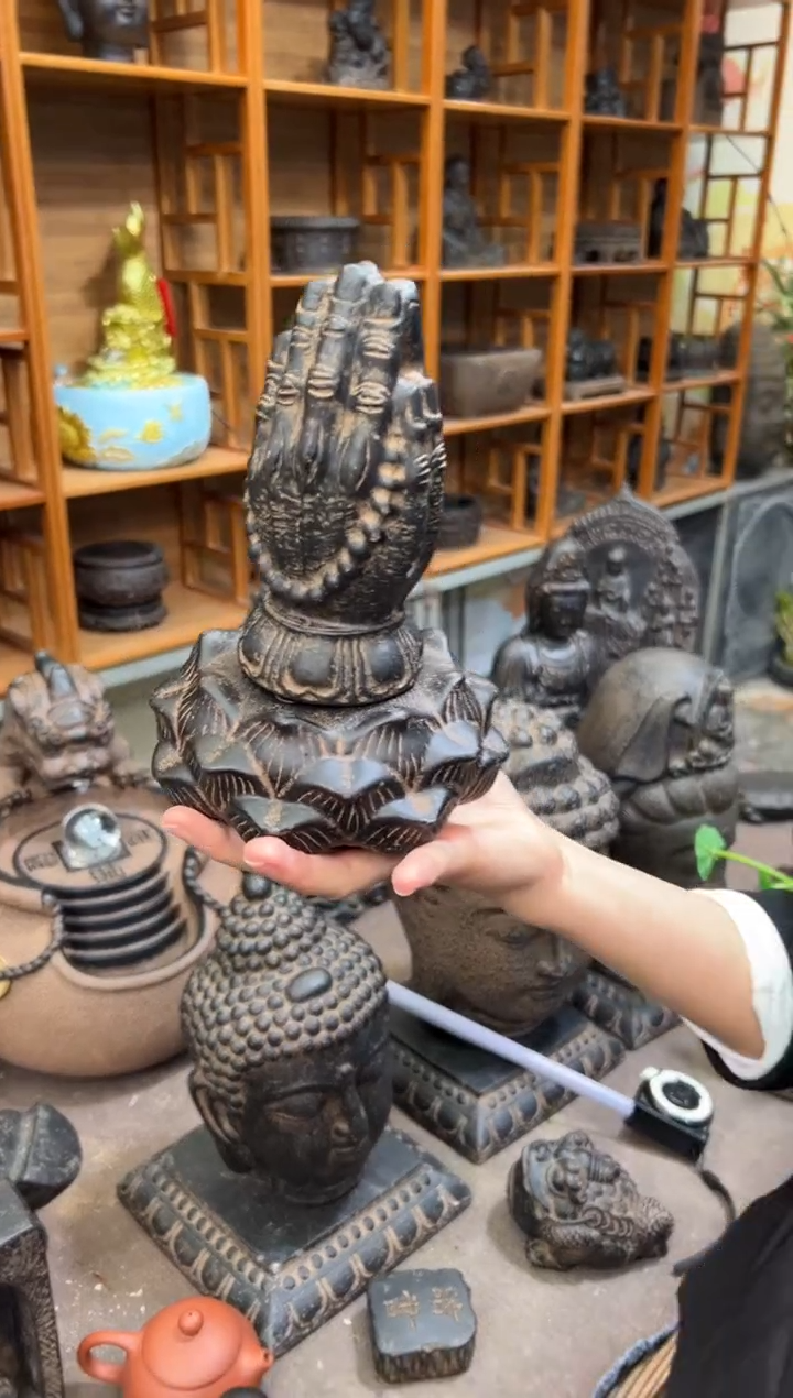 陶土【火山泥】求佛手+莲蓬实心底座