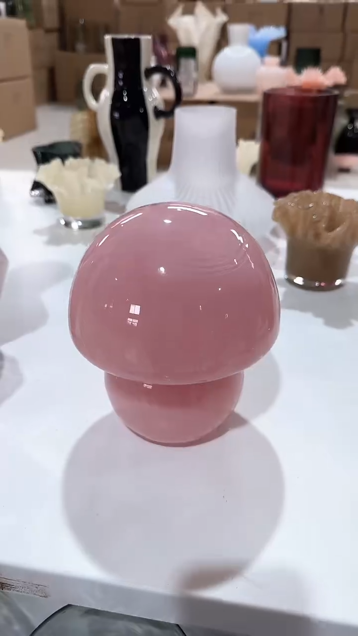 【闪购商品】玻璃粉色蘑菇灯罩微瑕