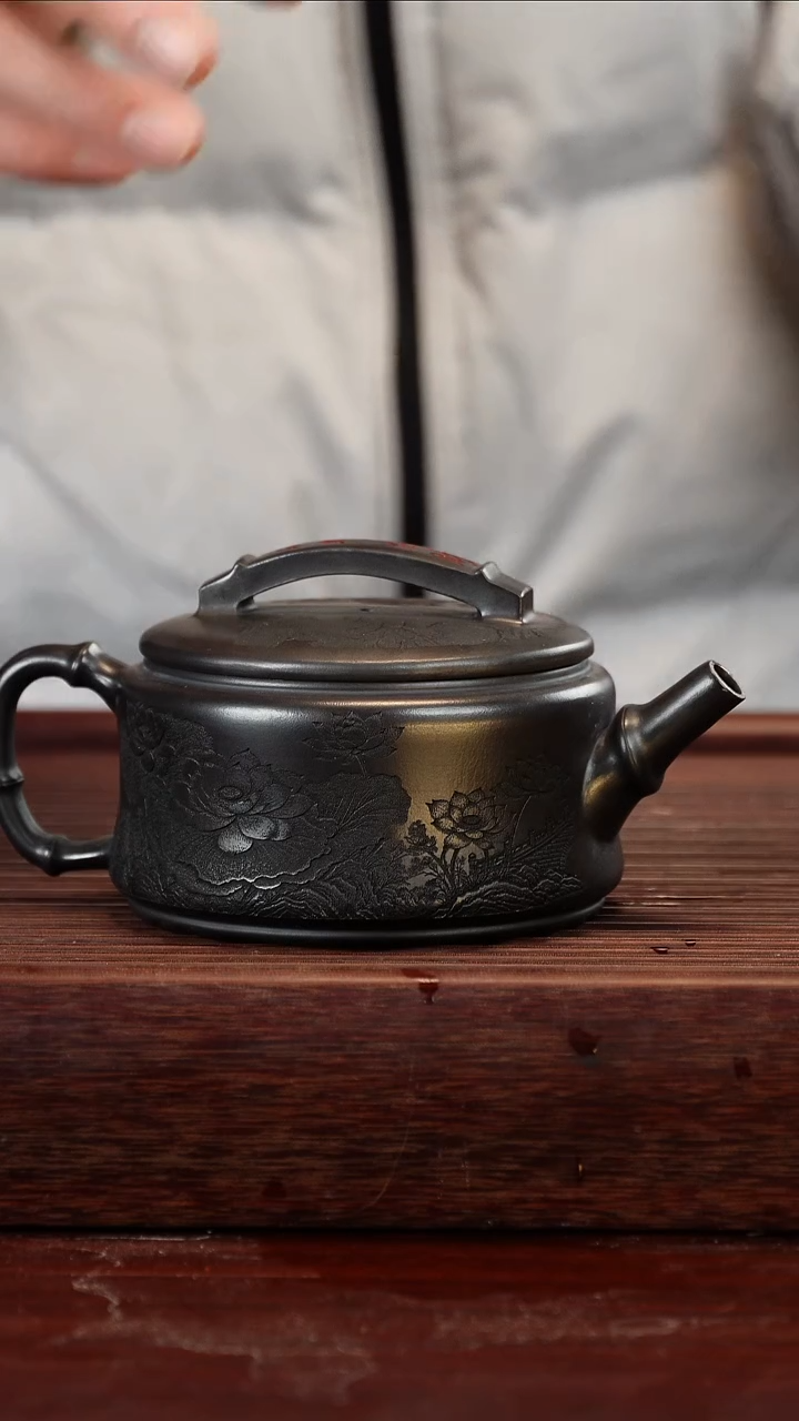 茶壶紫砂石黄竹节仿生汉瓦300cc左右