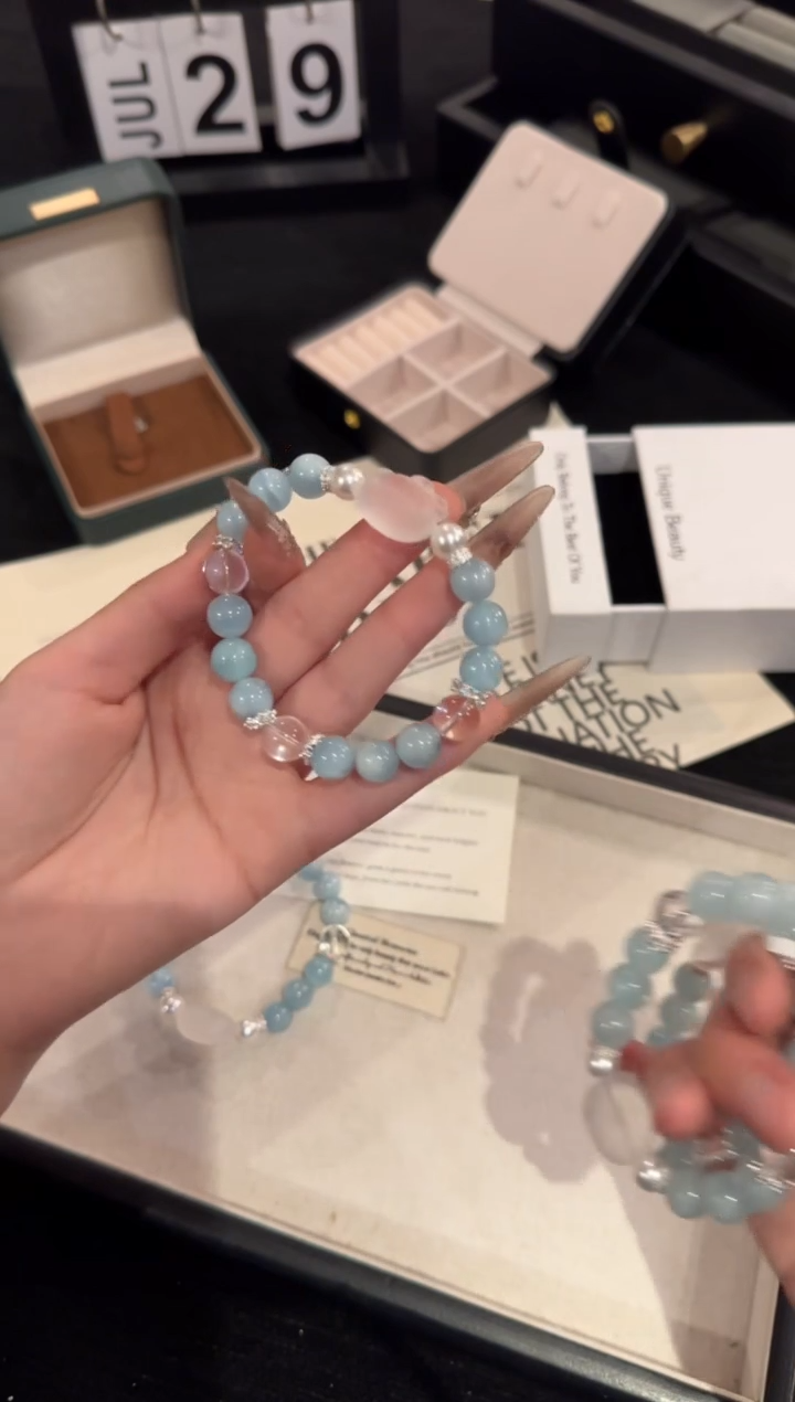 水晶手链合金Kitty海蓝宝x2092