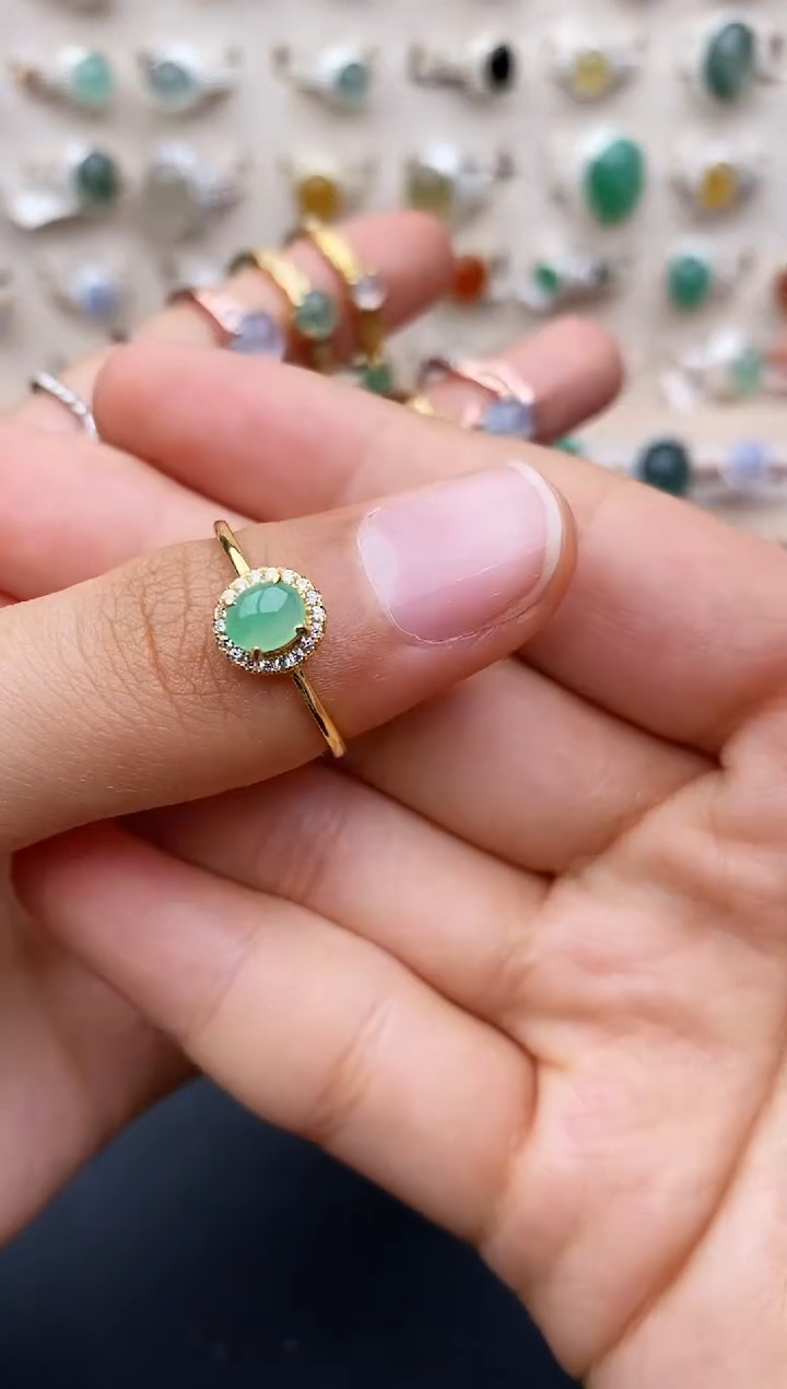 【闪购商品】翡翠戒指银S925镶嵌缅甸翡翠