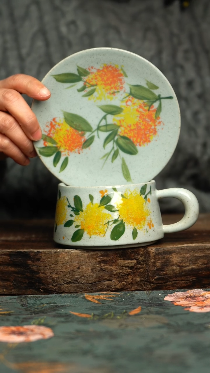 【闪购商品】杯釉下彩手工手绘同款陶器