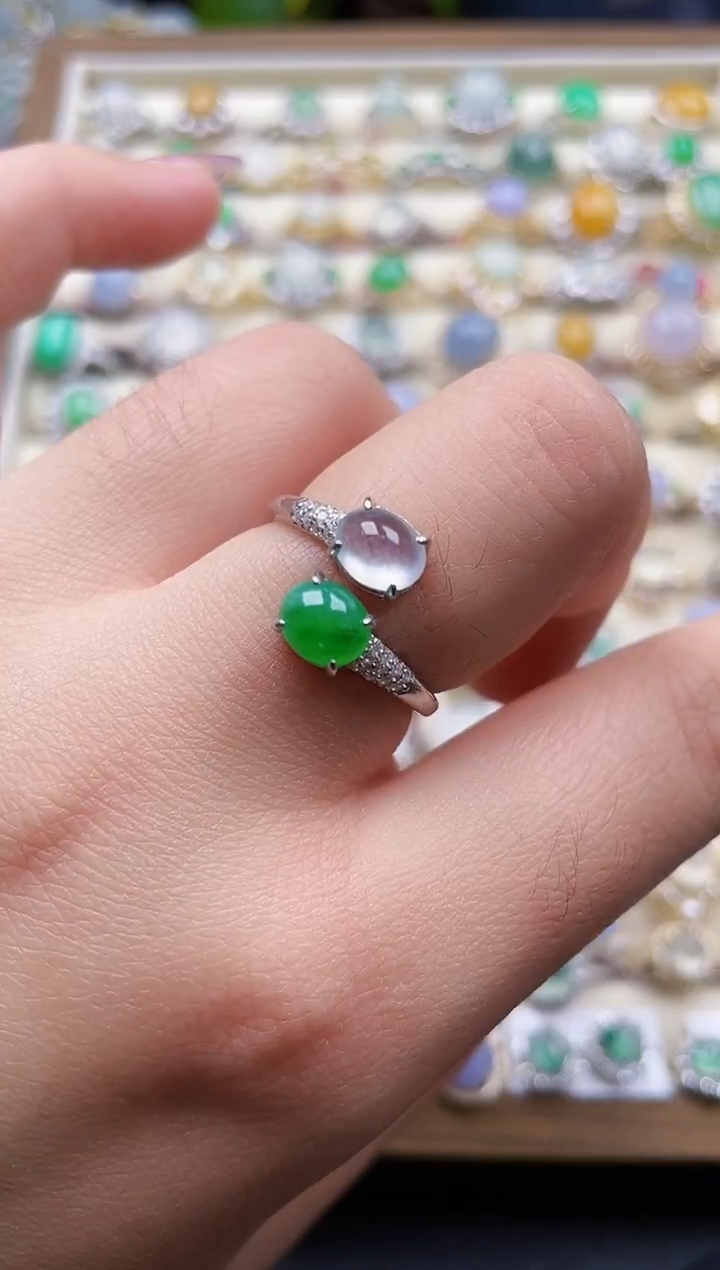 银S925镶嵌戒指翡翠156