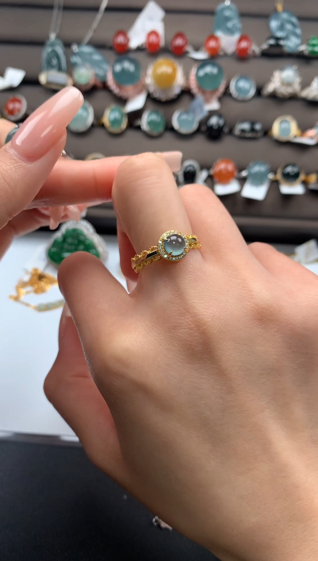 【闪购商品】翡翠戒指银S925镶嵌2313213