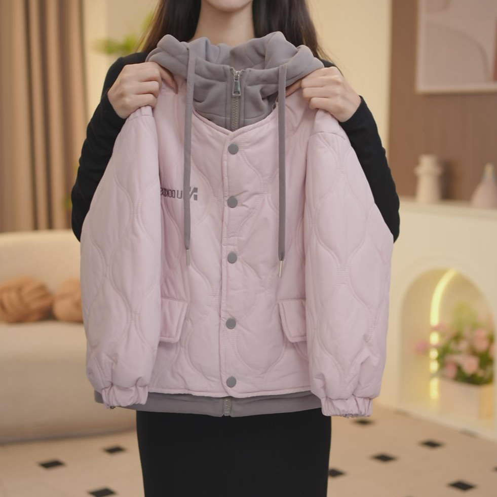 女童秋冬装加厚假两件外套22025新款儿童洋气女孩加绒上衣--Y5925