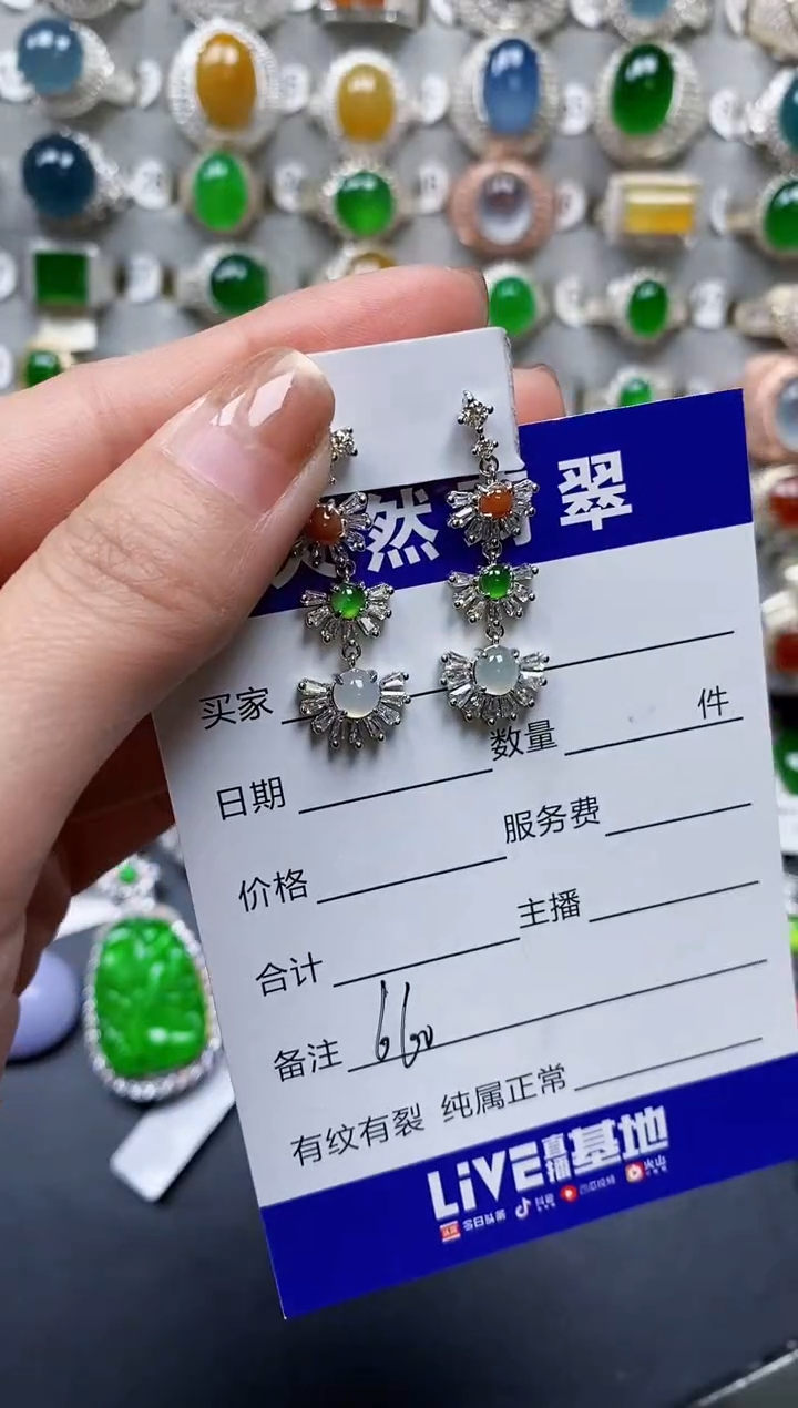 【闪购商品】翡翠耳饰银S925镶嵌0660