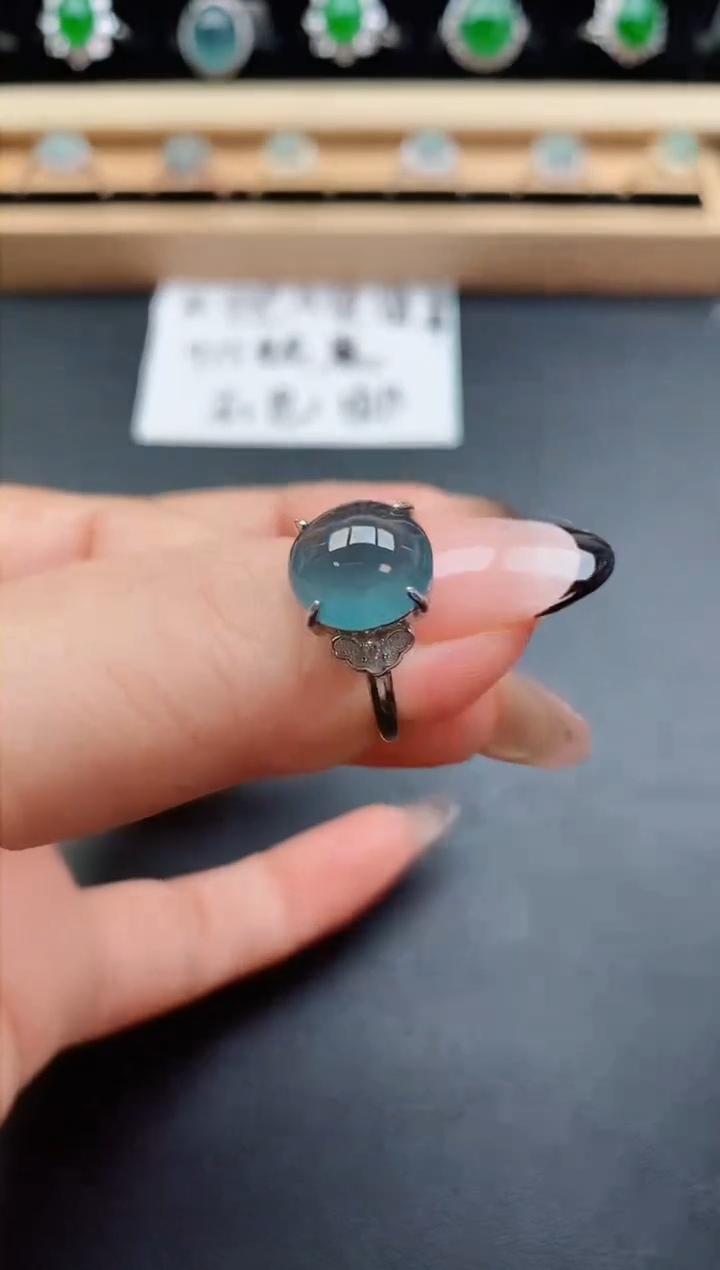 翡翠戒指银S925镶嵌80505