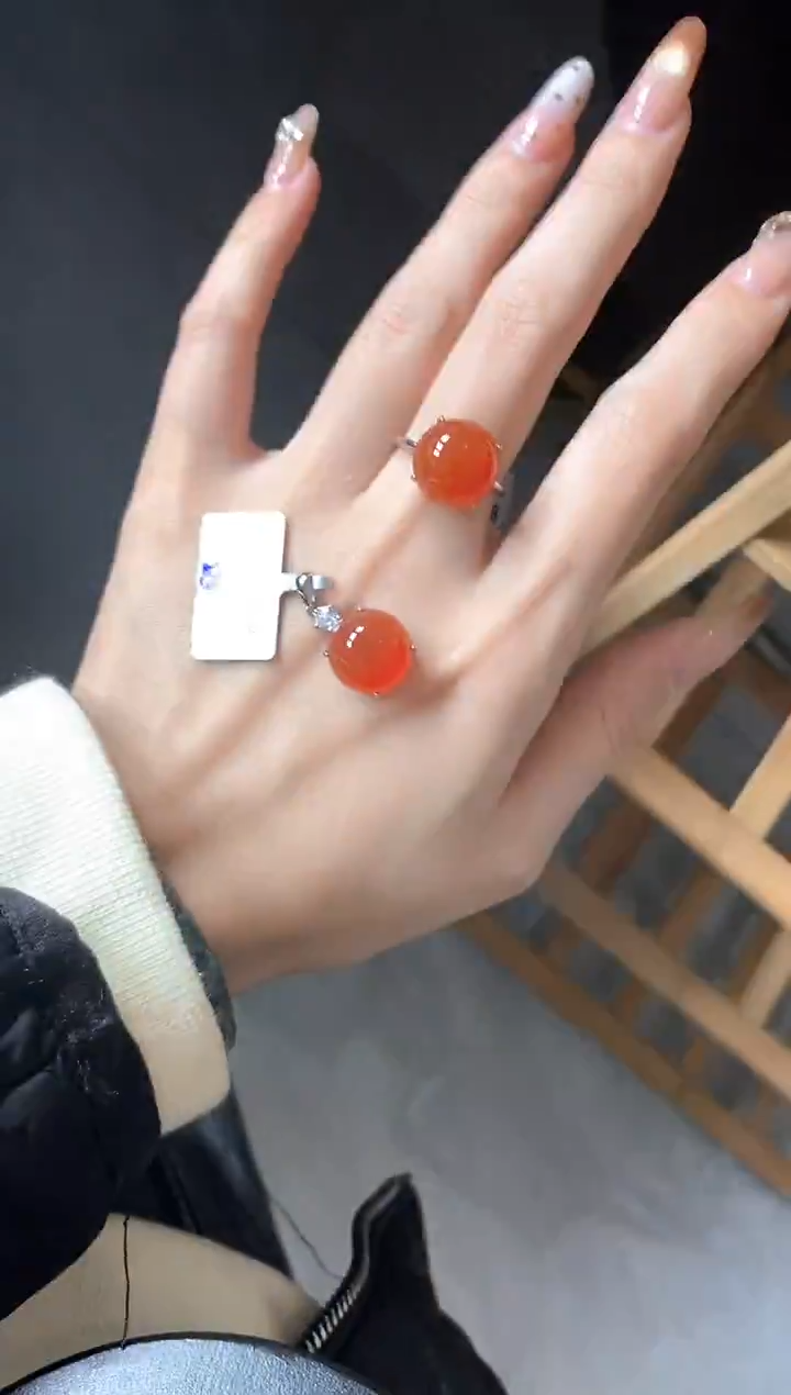 银S925镶嵌戒指玛瑙/玉髓5115-20