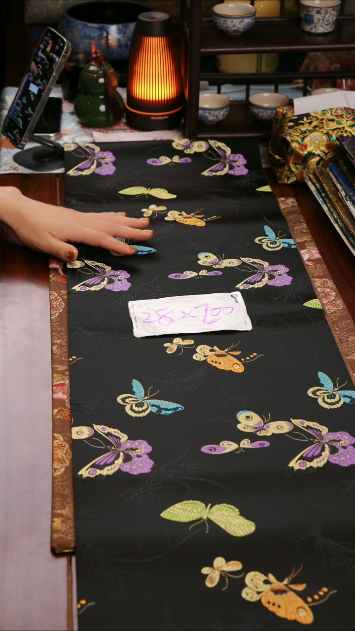 【梦幻蝴蝶单面】中国风干泡织锦茶席28*200