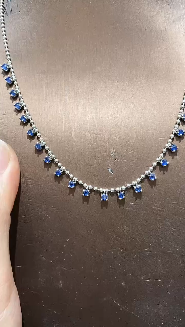 【闪购商品】蓝宝石颈饰银S925镶嵌项链