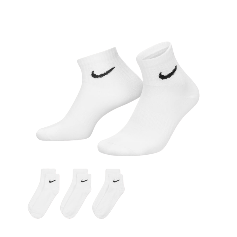 NIKE/耐克（三双装）男女薄款速干袜子白色袜运动短袜SX7677-100