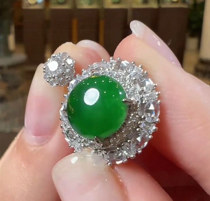 天然A货翡翠QH04蛋面吊坠多样性发一