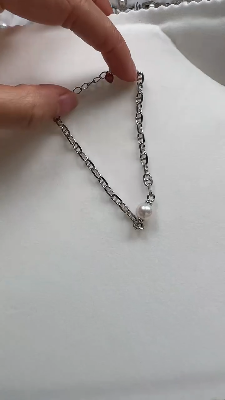 【闪购商品】海水珍珠戒指银S925镶嵌海水珍珠猪鼻子手链