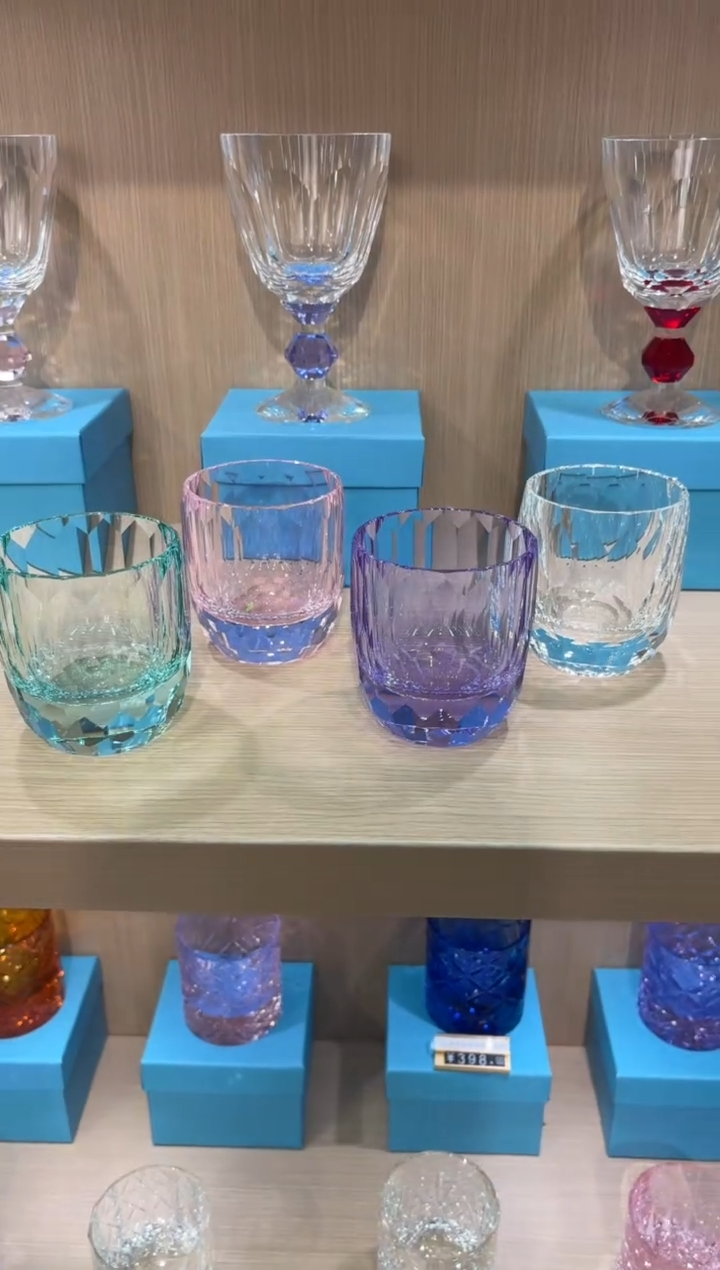 粉色 紫色 绿色 透色钻杯 共四只