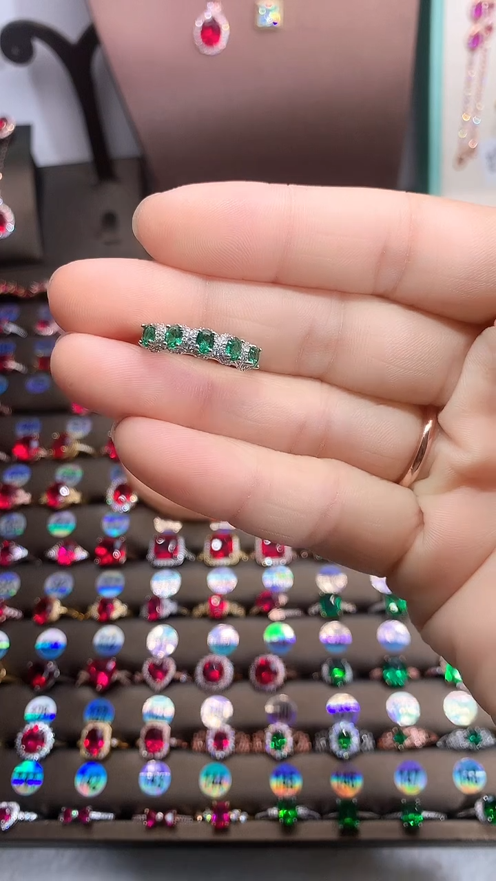 【闪购商品】透辉石戒指银S925镶嵌银色