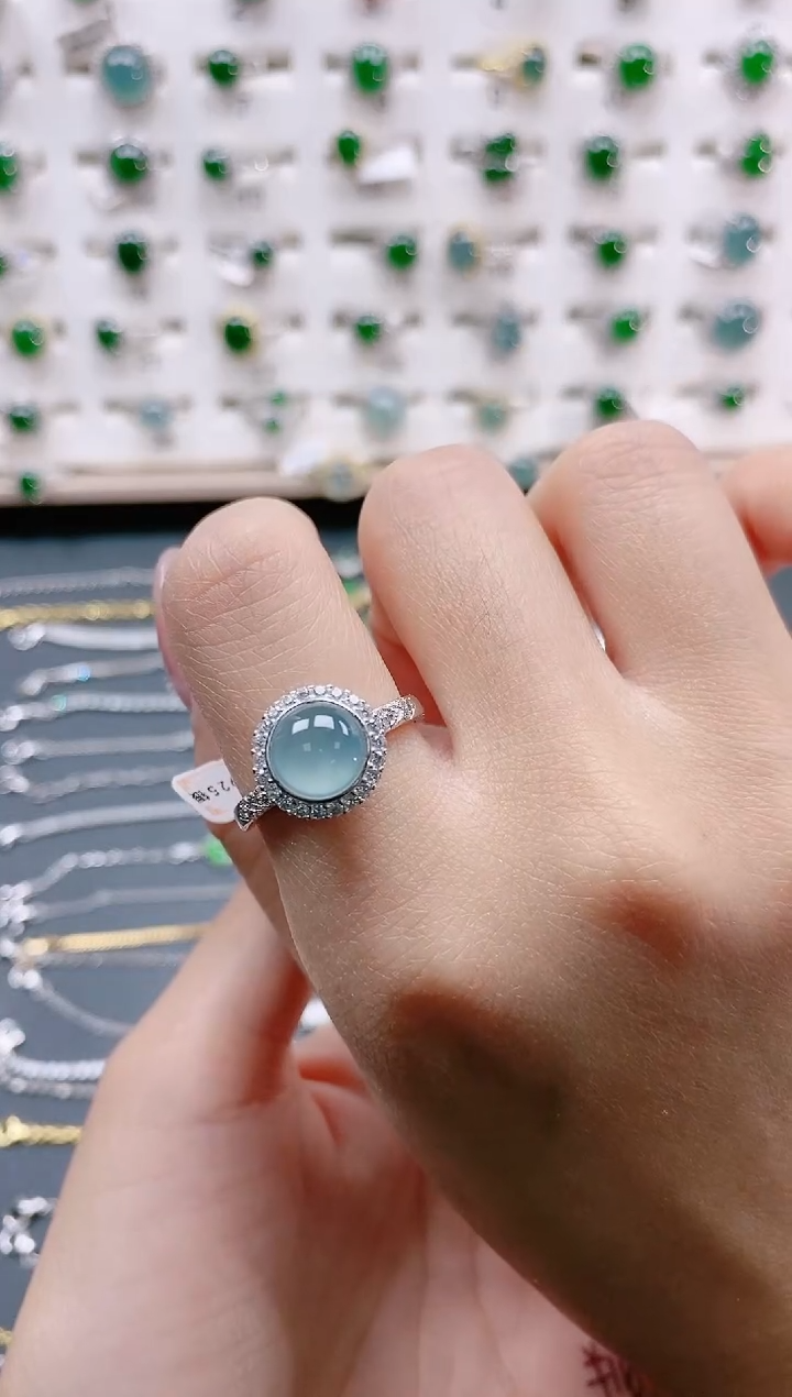 【闪购商品】翡翠戒指银S925镶嵌天然翡翠