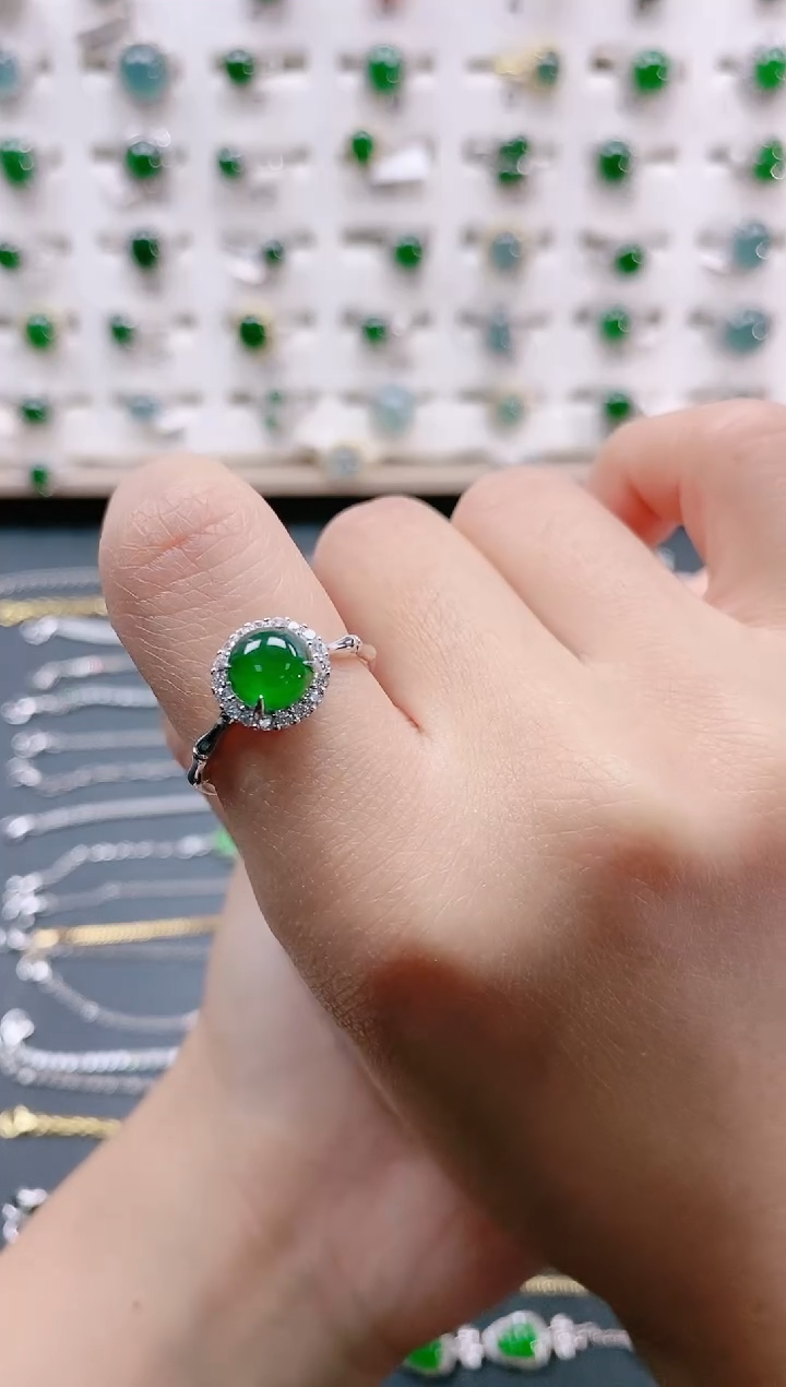 【闪购商品】翡翠戒指银S925镶嵌天然翡翠