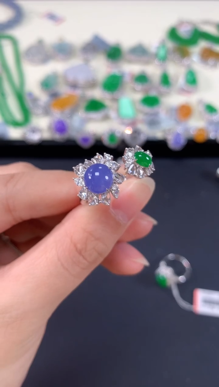 翡翠18K金镶嵌戒指C682|23800