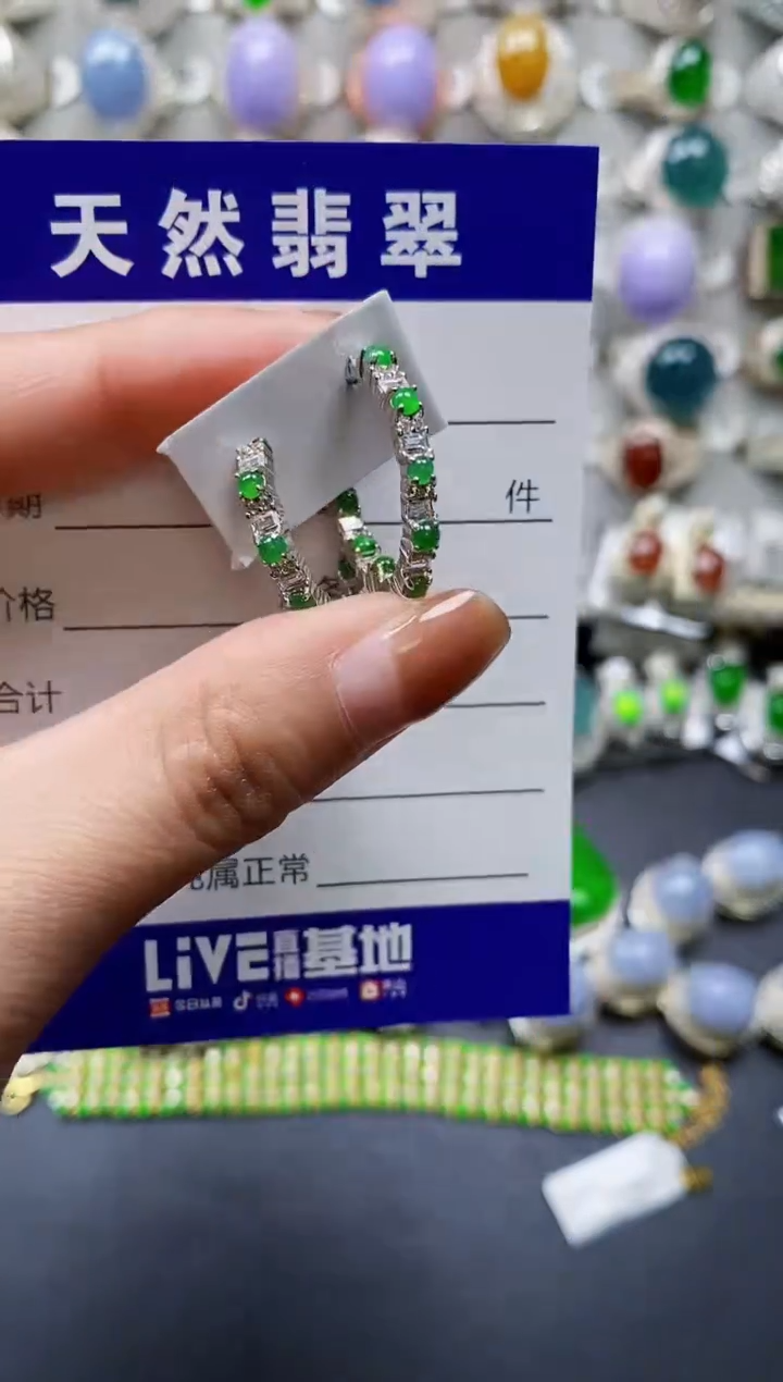 【闪购商品】翡翠耳饰银S925镶嵌0339