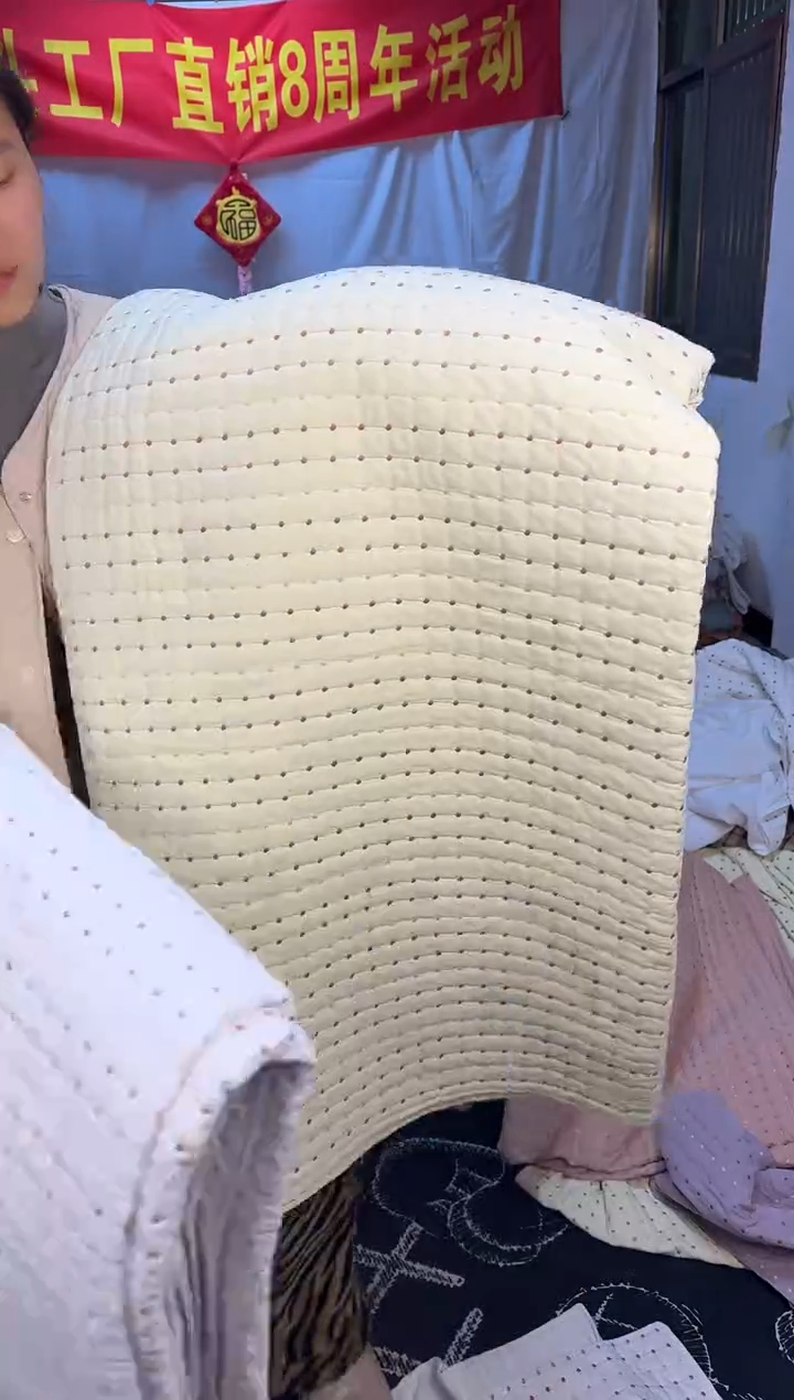 棉纯棉米黄色米粒秀230*250单床盖