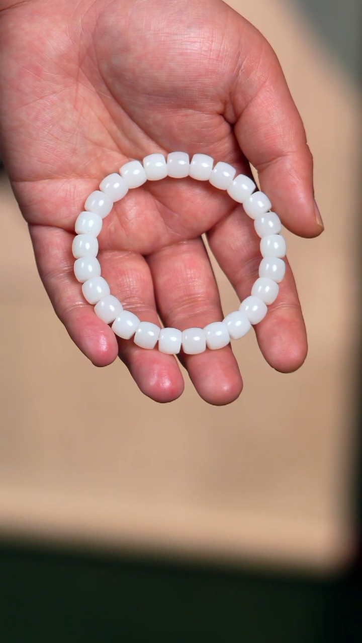 未镶嵌手链和田玉9mm天泰特白