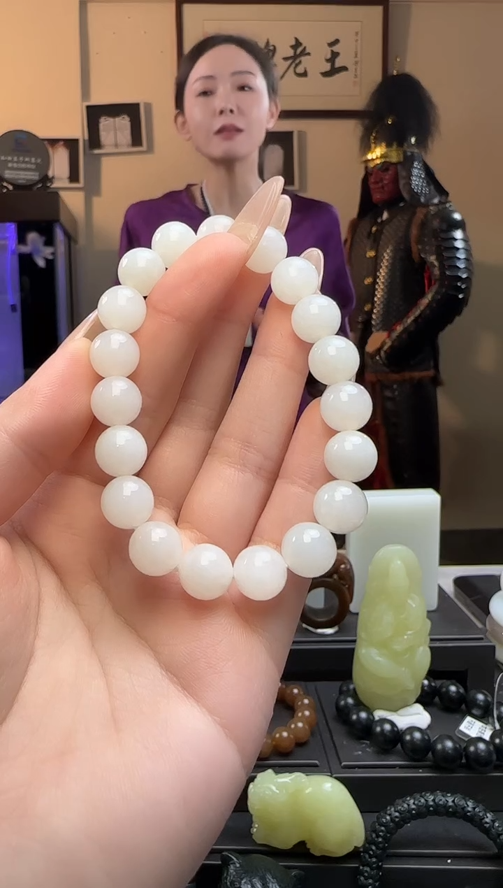 【闪购商品】和田玉白玉圆珠未镶嵌手串