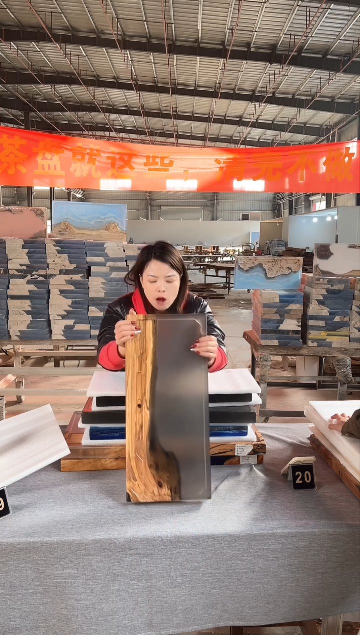 【闪购商品】55*25橄榄木树脂实木茶盘简约现代风