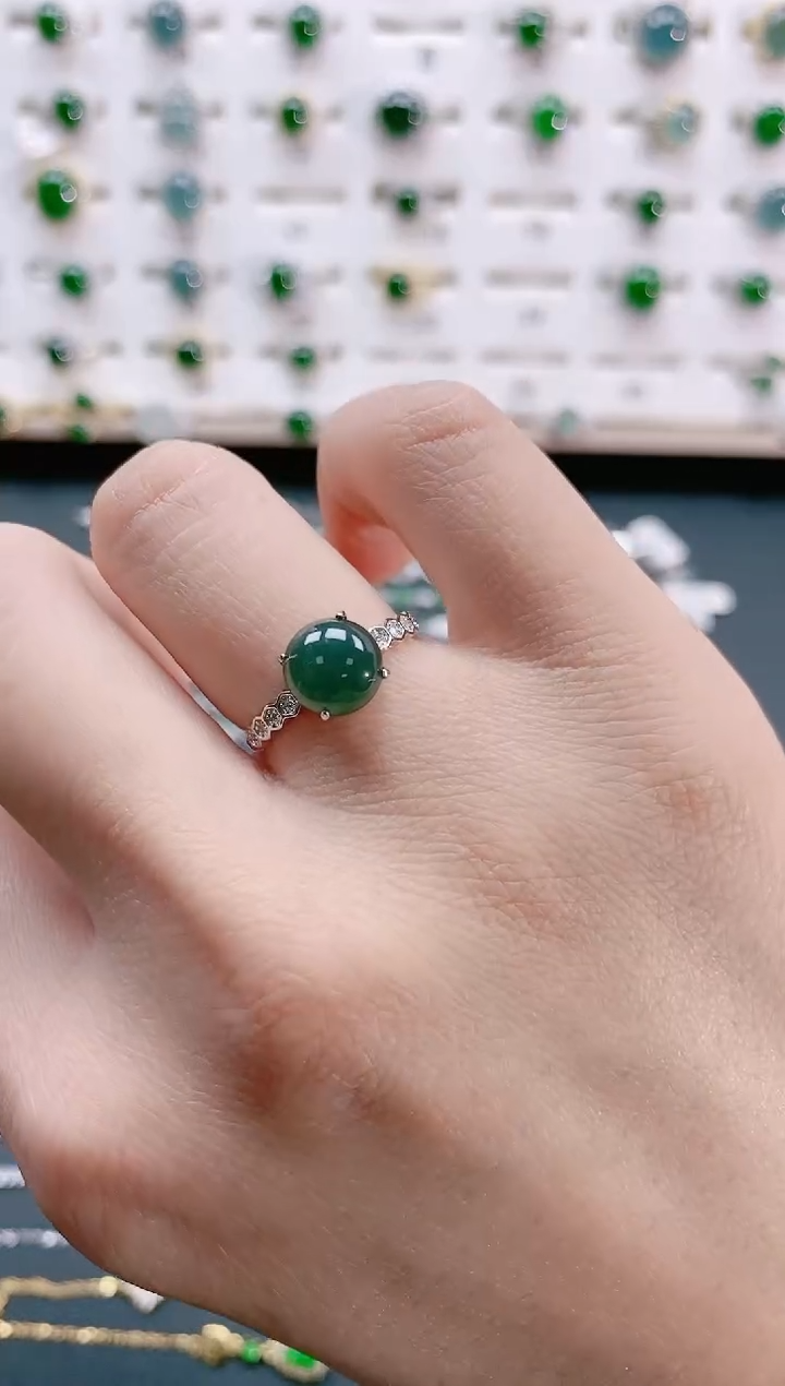 【闪购商品】翡翠戒指银S925镶嵌天然翡翠