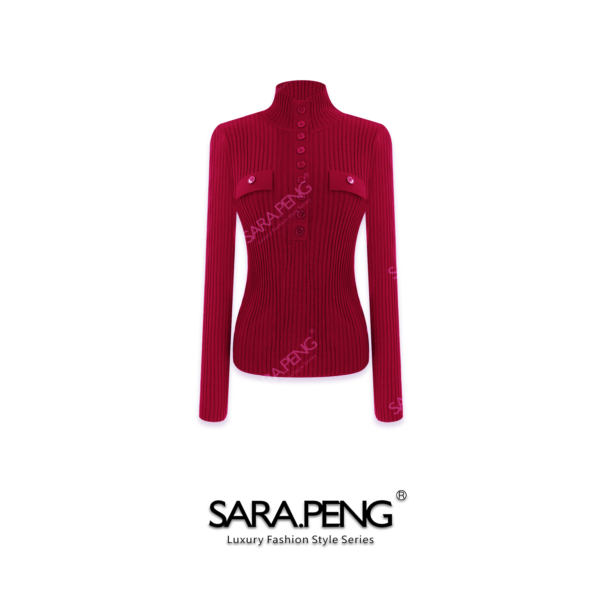 S.PENG品质款｜新扬子纱16针60支美丽诺羊毛立领针织毛衣｜3D168595