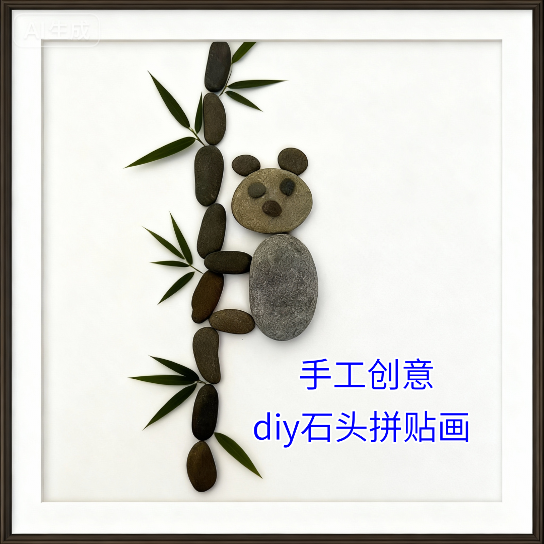 自然手工diy鹅卵石创意立体造型小石头拼贴画幼儿园半成品材料