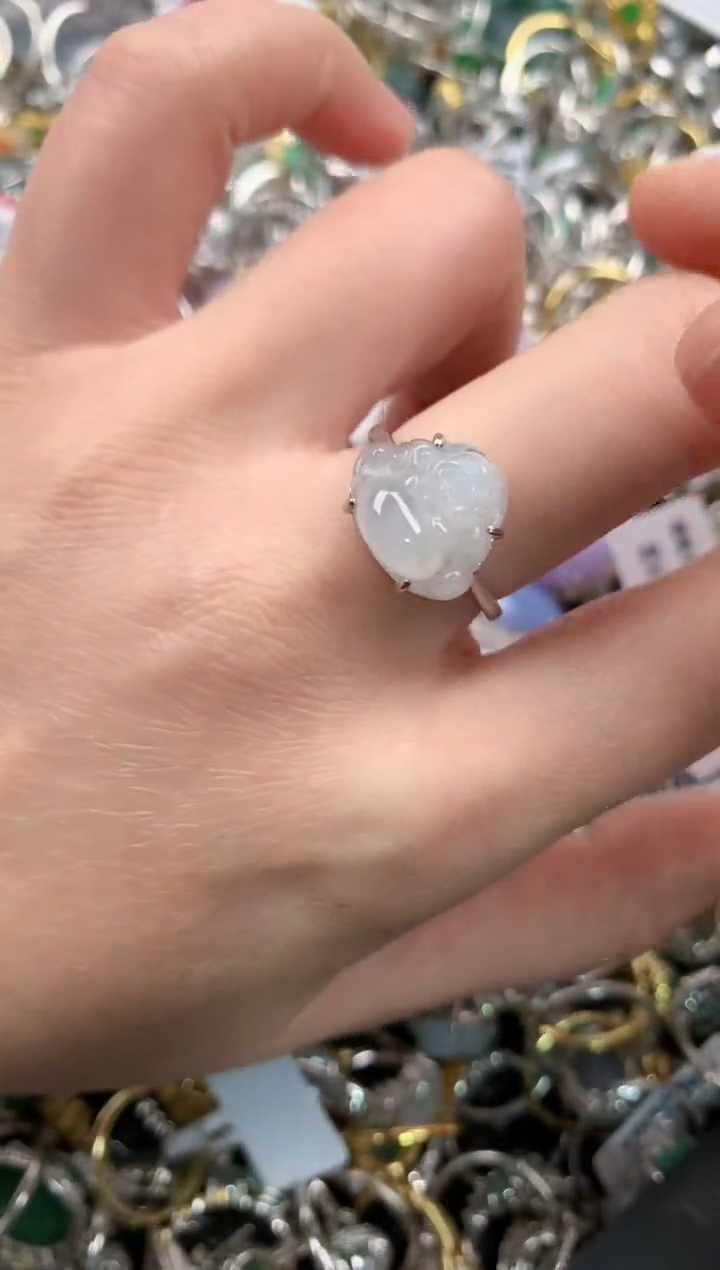 银S925镶嵌戒指翡翠555   3