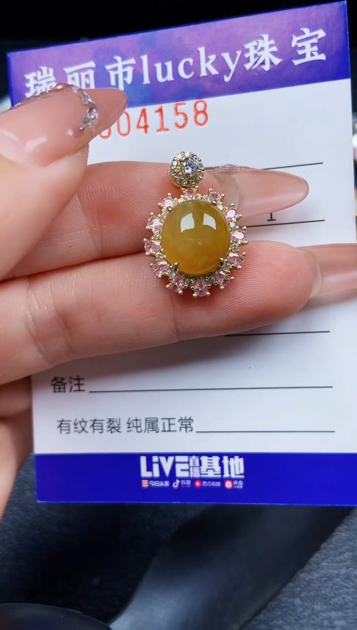 翡翠银S925镶嵌颈饰4158