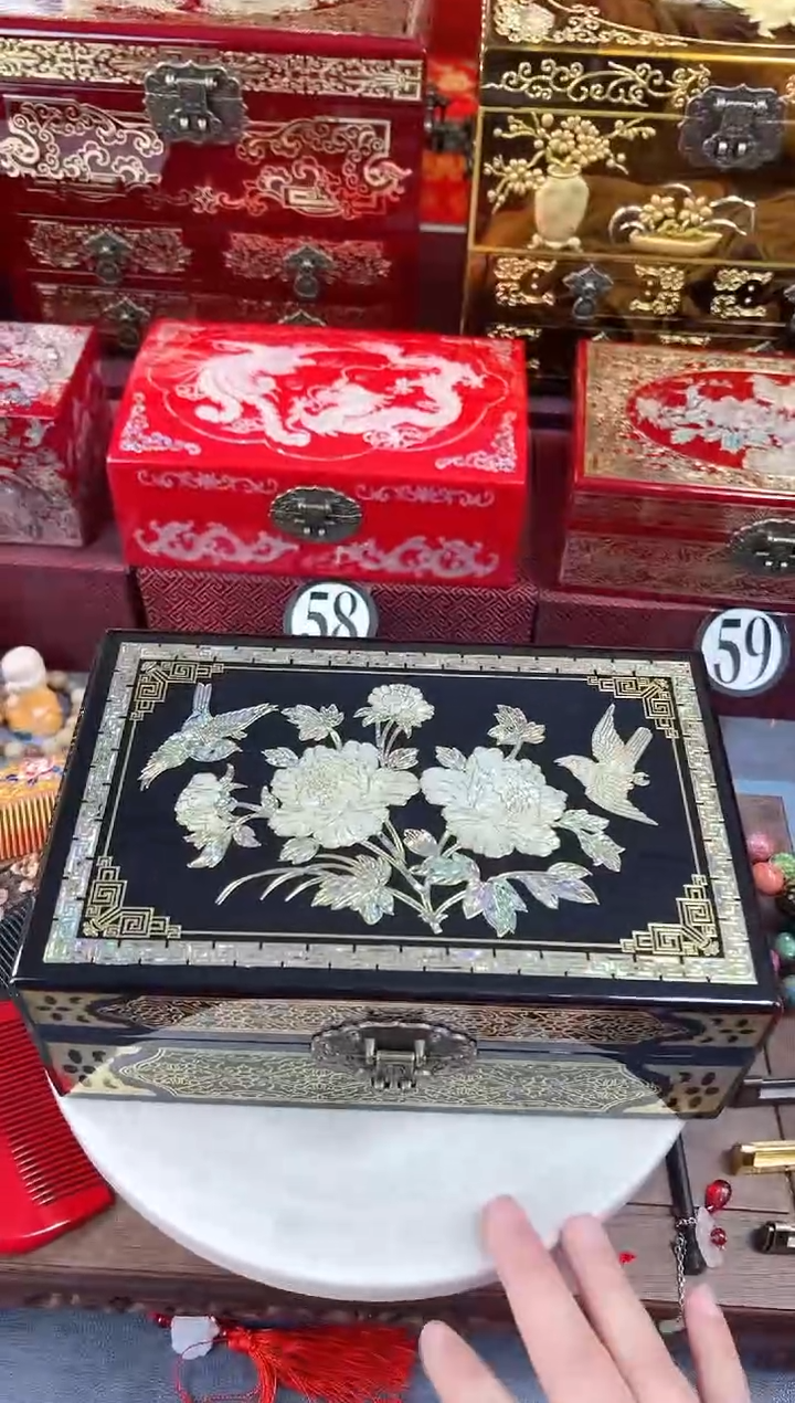 【闪购商品】23厘米双层掐丝螺钿黑色喜上眉梢