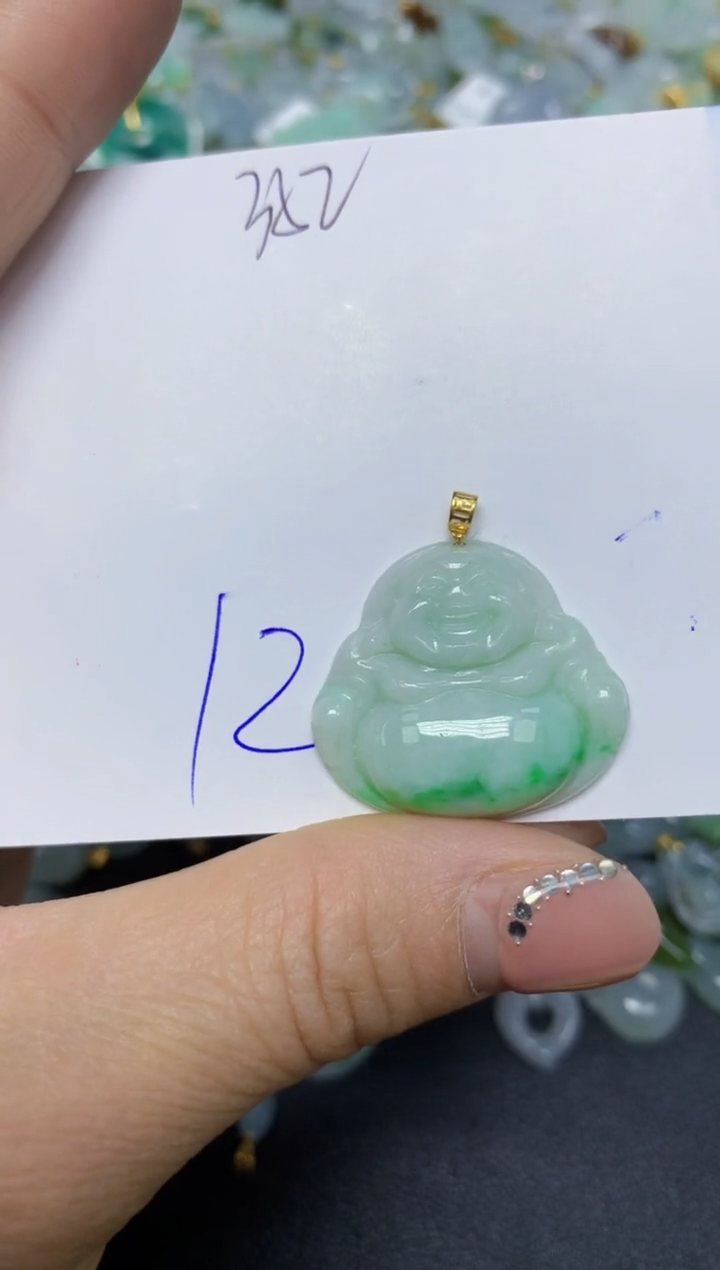 【闪购商品】翡翠挂件18K金镶嵌 天然翡翠A货