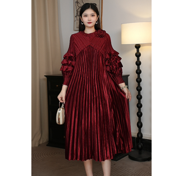 2025秋冬季新款奢华气质大码女装丝绒秋冬连衣裙