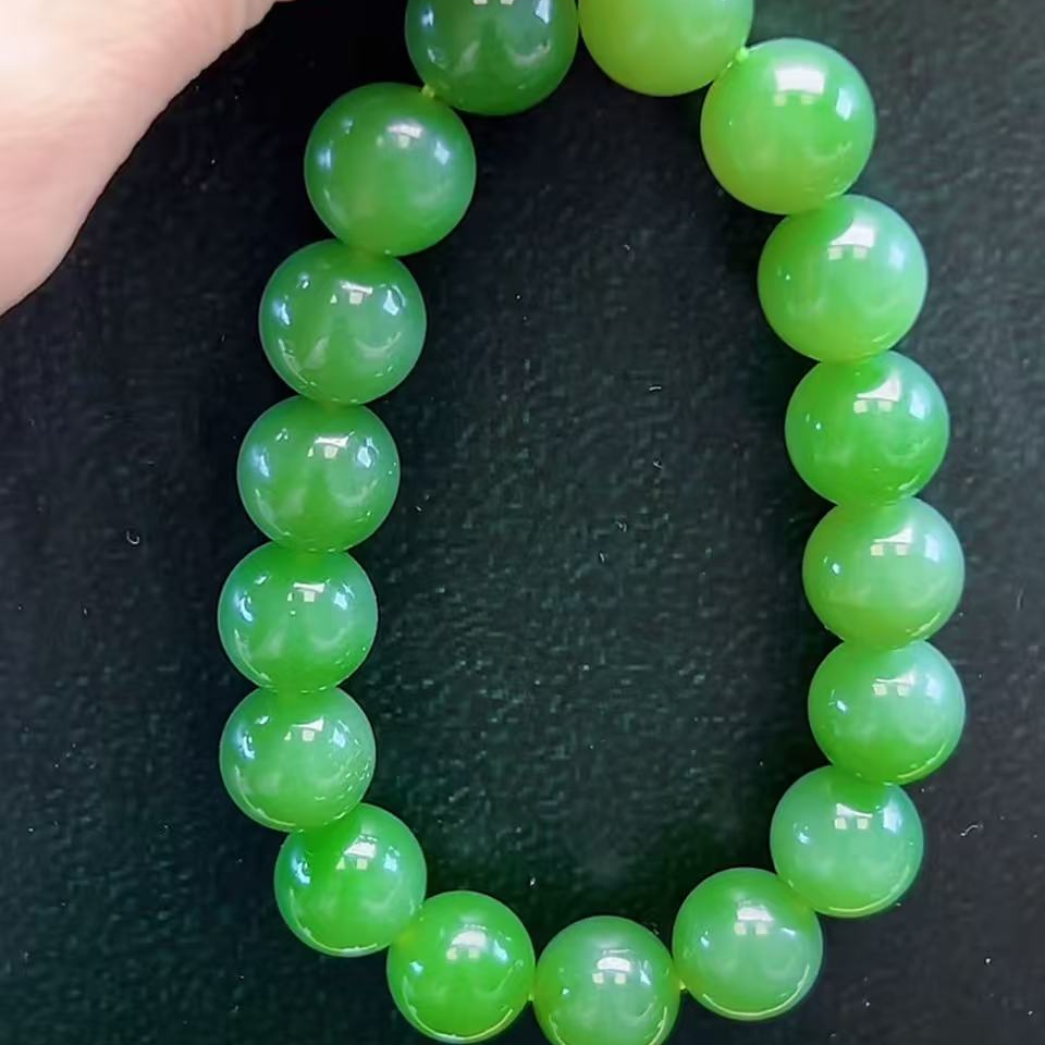 和田玉碧玉粉青手串卡12时尚