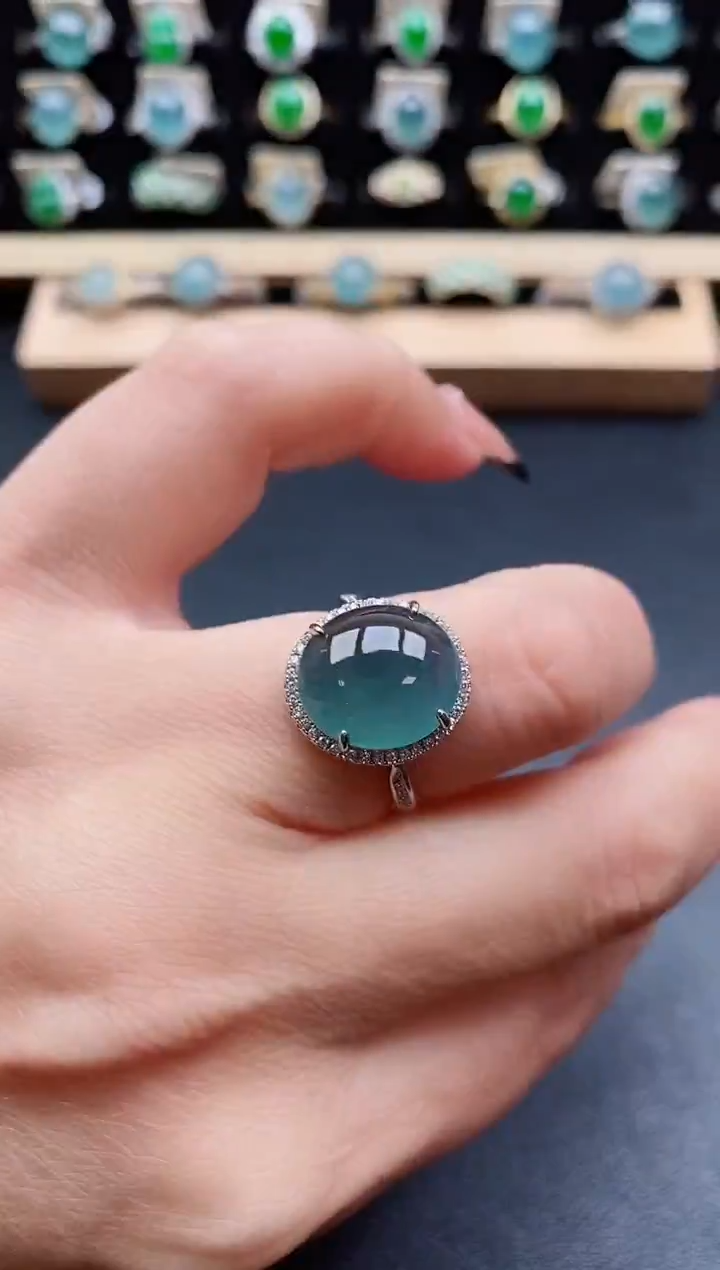 银S925镶嵌戒指翡翠1