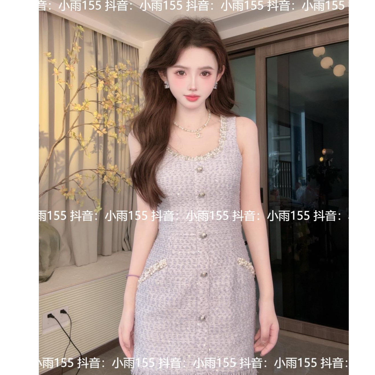 9号·【珠光宝宴】夏季气质名媛修身镶钻小香风吊带连衣短裙（有运补）