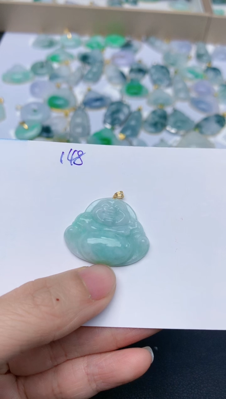 【闪购商品】翡翠颈饰18K金镶嵌天然翡翠A货    148