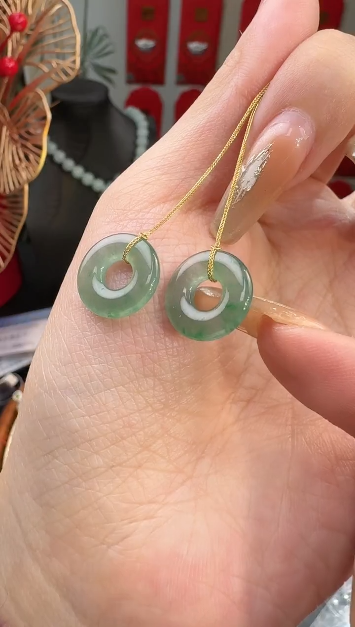 【闪购商品】翡翠耳饰18K金镶嵌耳饰