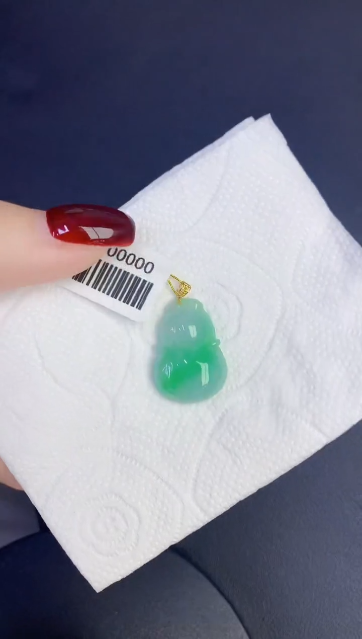 颈饰18K金镶嵌翡翠缅甸天然翡翠A货