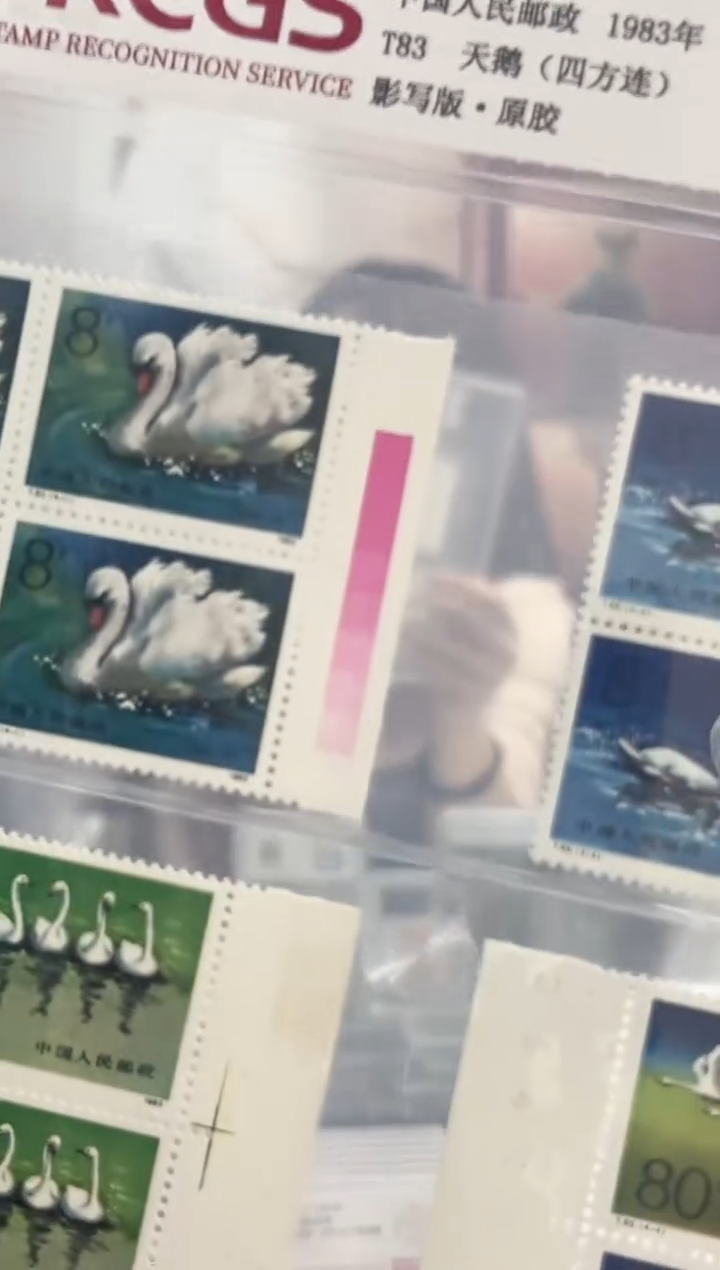 T83 天鹅 四方联 色标 邮票 RCGS评级