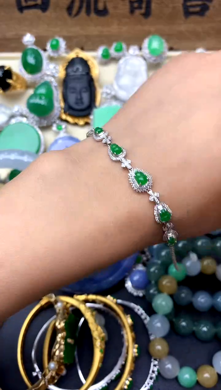 【闪购商品】翡翠手链18K金镶嵌288-中国好珍宝